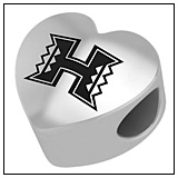 Hawaii Rainbow Warriors Heart Bead