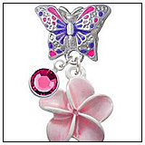 Plumeria Flower Butterfly Charm Bead