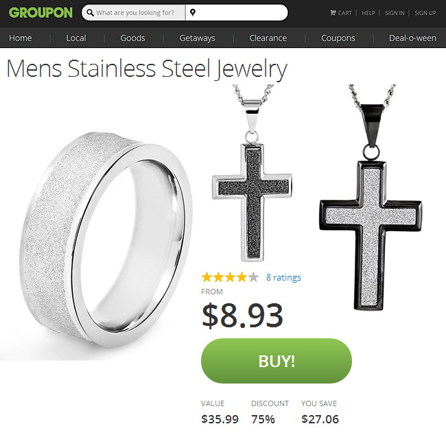 Groupon Discounts On Men's Jewelry