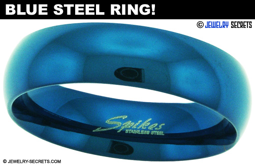 Blue Stainless Steel Men's Ring
