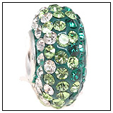 Green Teal White Swarovski Charm Bead