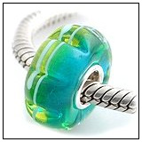 Ocean Blue And Green Scalloped Glass Bead