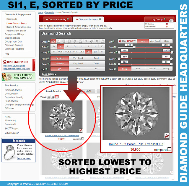 SI1 E Diamond Sorted By Price