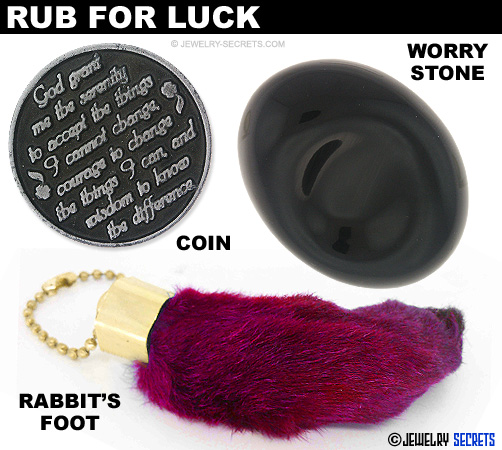 Worry Stone Good Luck Coin Rabbits Foot