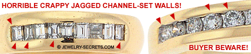 Bad Channel Set Diamonds in Rings