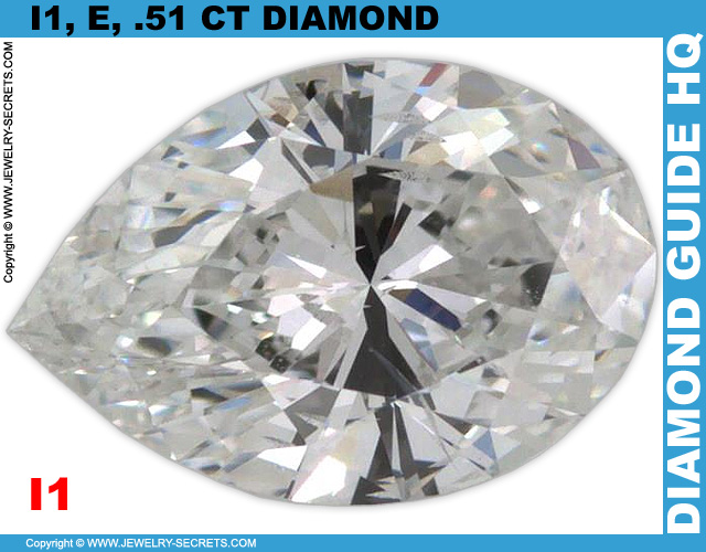 I1 E .51 CT Pear Cut Diamond