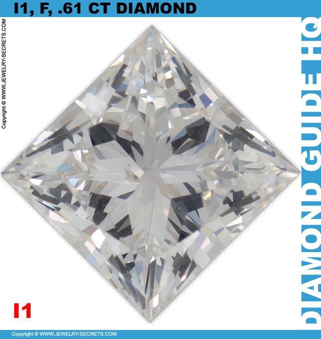 I1 F .61 CT Princess Cut Diamond