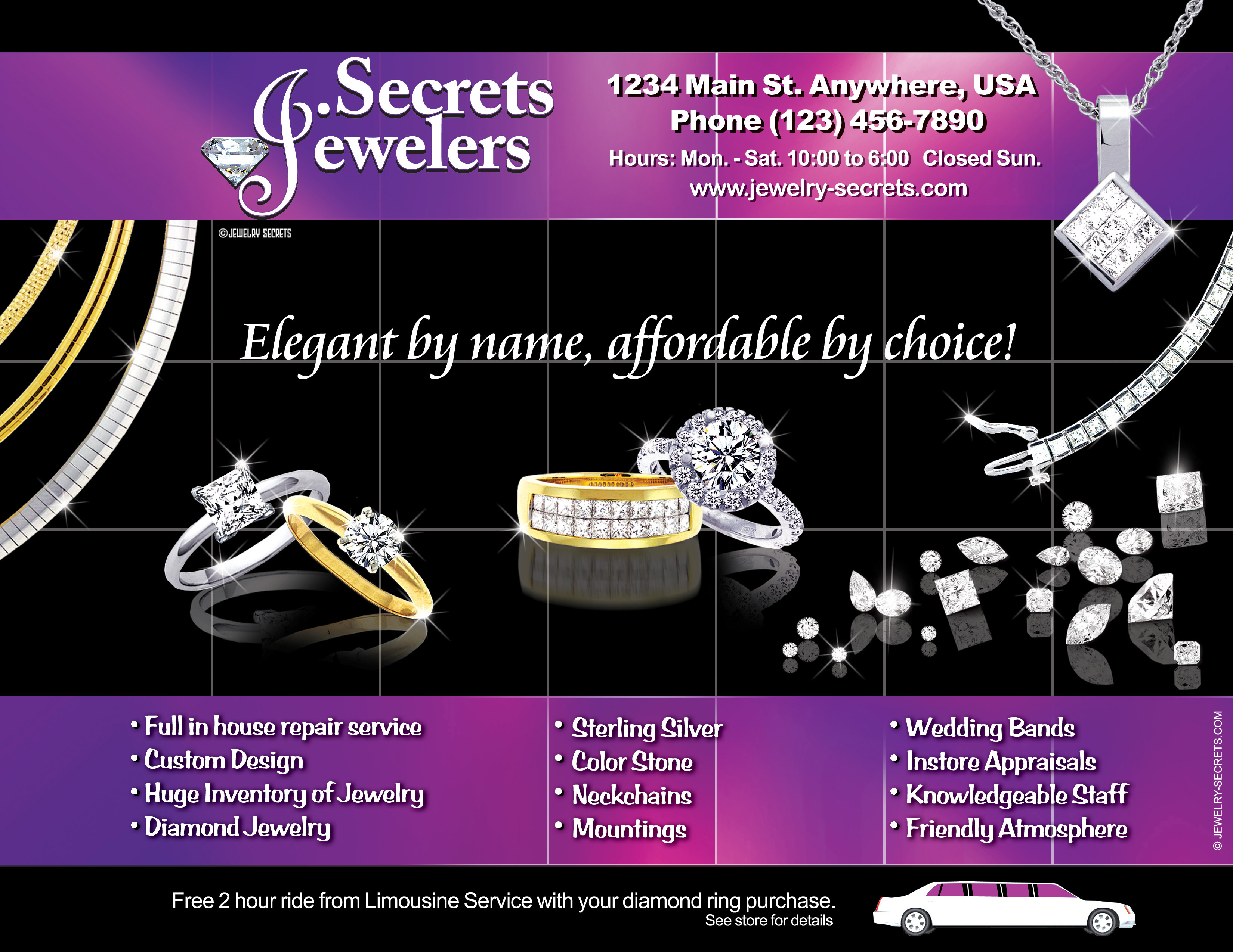 Jewelry Limousine Deal Ad Sample Advertisement Jewelry Secrets