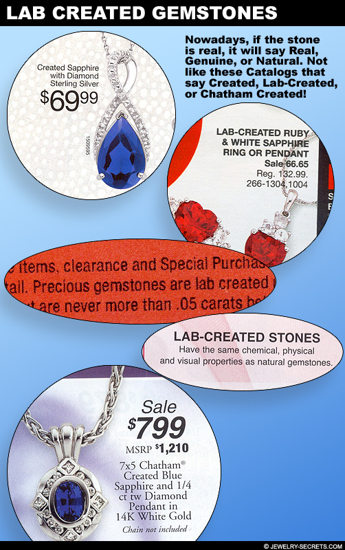 Precious Gemstones are listed as Lab Created Gemstones!