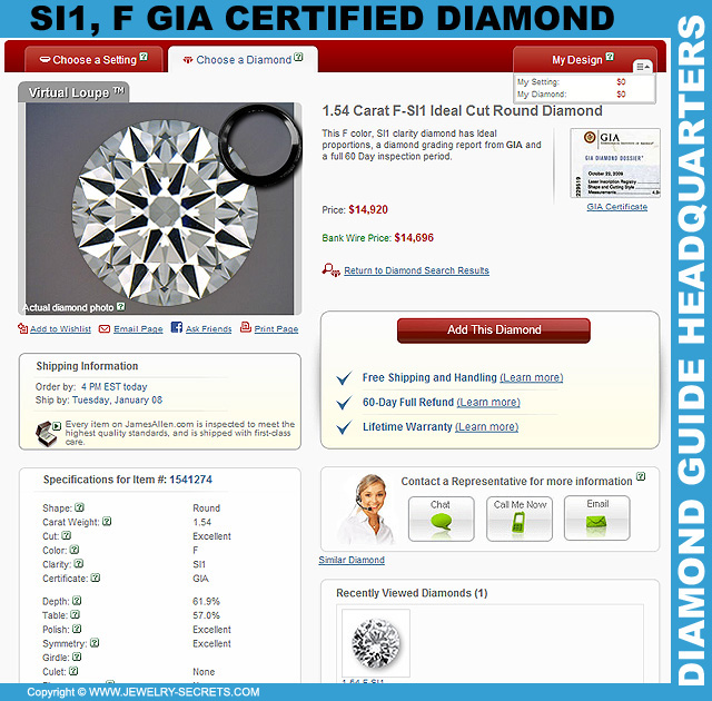 SI1 F GIA Certified Brilliant Cut Diamond