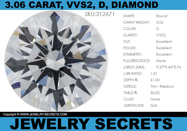 3 Carat VVS D Certified Diamond