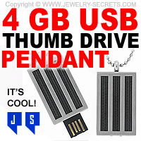 4GB USB Thumb Drive Pendant Necklace