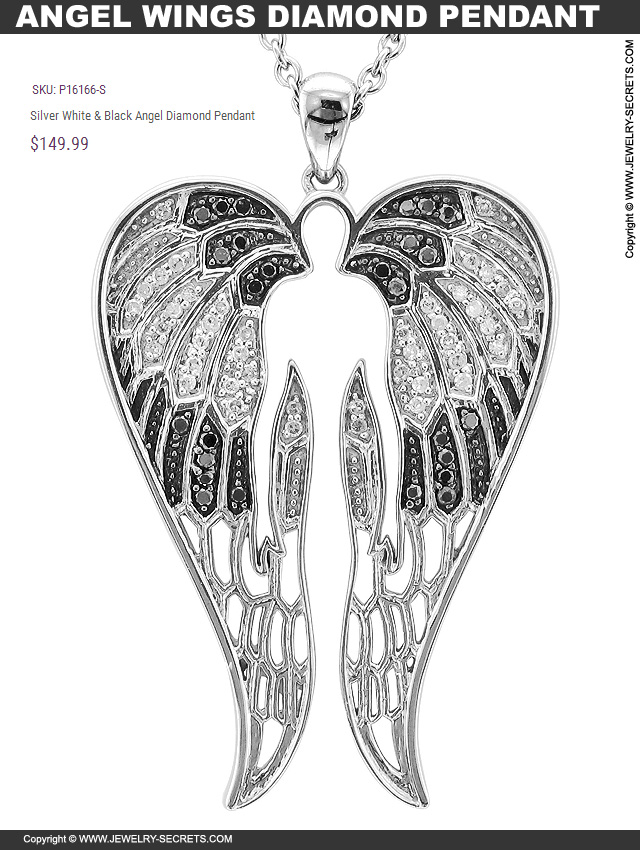 Angel Wings Black and White Diamond Pendant