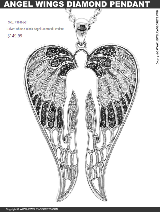Angel Wings Black and White Diamond Pendant Angel Wings Black and White Diamond Pendant