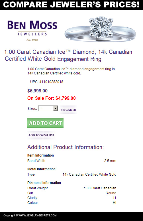 Ben Moss Jewelers Diamond Prices!
