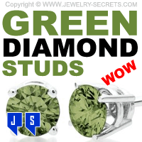 Green Diamond Stud Earrings