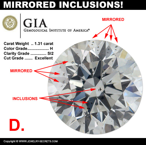 Inclusions Refelcting Many Times in Diamond!