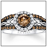Kay Jewelers Chocolate Diamonds  Ring 3/4 ct tw Round Cut 14K Vanilla Gold Engagement Ring