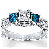 Kay Jewelers Blue Diamond Ring 1 carat tw Princess Cut 14K White Gold Engagement Ring Kay Jewelers Blue Diamond Ring 1 carat tw Princess Cut 14K White Gold Engagement Ring