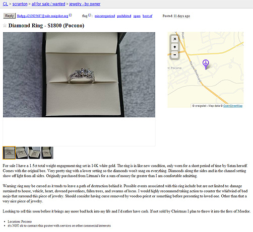 Satans Ring for Sale on Craigs List!