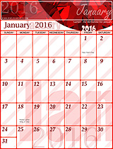 Free January 2016 Calendar