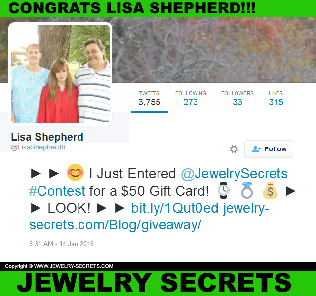 Congrats Lisa Shepherd For Winning Our Contest