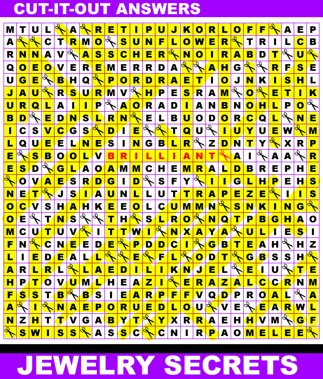 Cut-It-Out Diamond Wordsearch Puzzle Answers Cut-It-Out Diamond Wordsearch Puzzle Answers