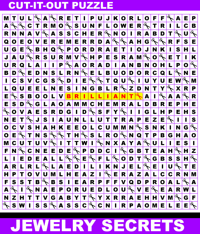Cut-It-Out Diamond Wordsearch Puzzle Cut-It-Out Diamond Wordsearch Puzzle
