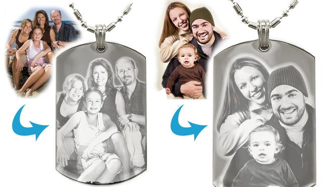 Custom Personalized Family Photo Dads Dog Tag Pendant