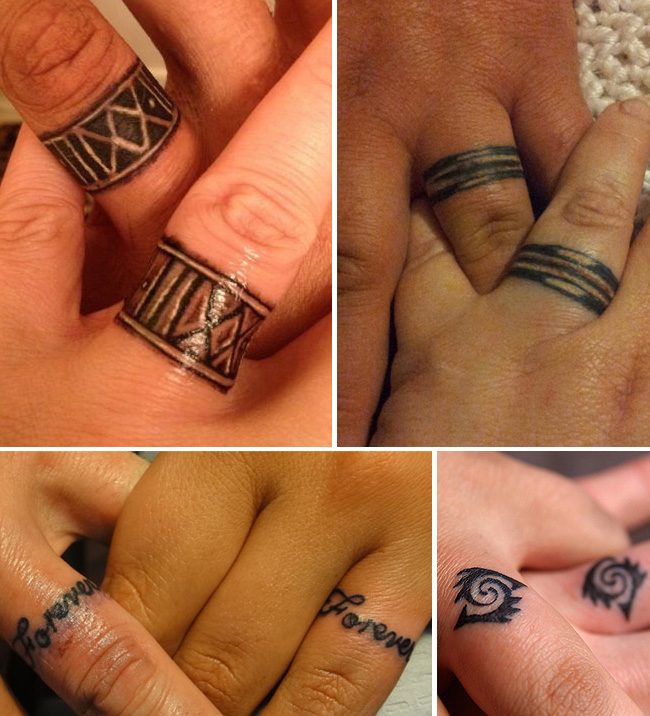 Tattoo Tattooed Wedding Bands Rings 16