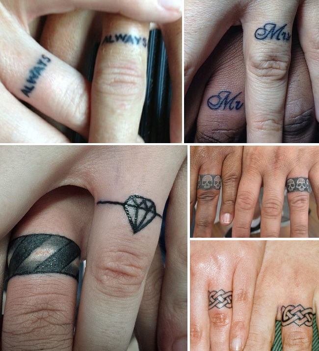 Tattoo Tattooed Wedding Bands Rings 25
