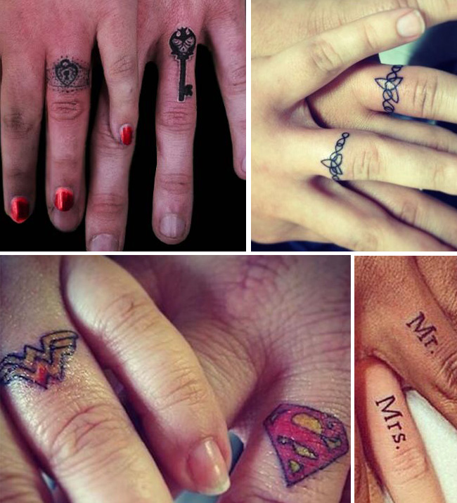 Tattoo Tattooed Wedding Bands Rings 8