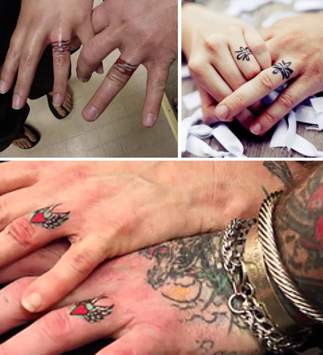 Tattoo Tattooed Wedding Bands Rings 9