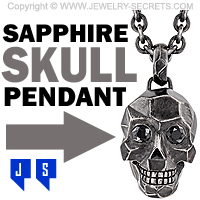 Skull Black Sapphire Pendant Necklace