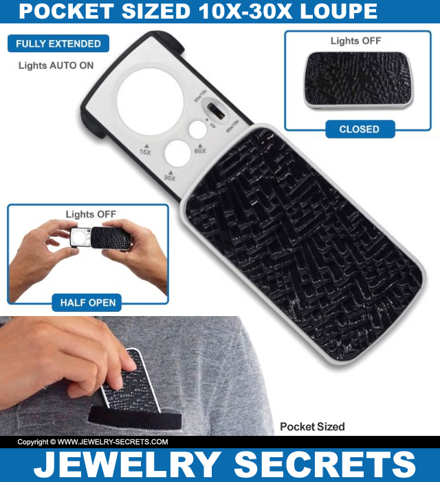 10x-30x Pocket Sized Jewelry Loupe Light-Up Magnifier 10x-30x Pocket Sized Jewelry Loupe Light-Up Magnifier