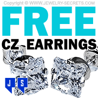 Free Princess Cut CZ Stud Earrings