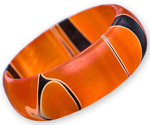 orange and black acrylic ring