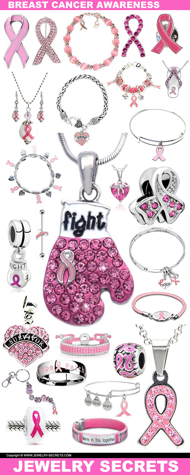 pink ribbon breast cancer awareness jewelry