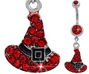 red witch hat belly ring