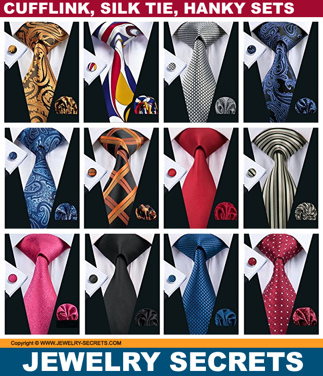 cufflinks silk tie handkerchief gift sets