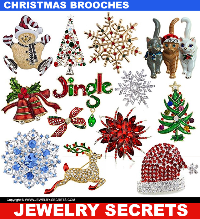 thumbnail image 2 of Christmas Brooch/pins, Vintage Christmas Brooches / Rhinestone... 2 of 9