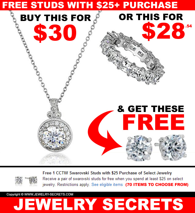 free 1 carat studs with twenty five dollar purchase