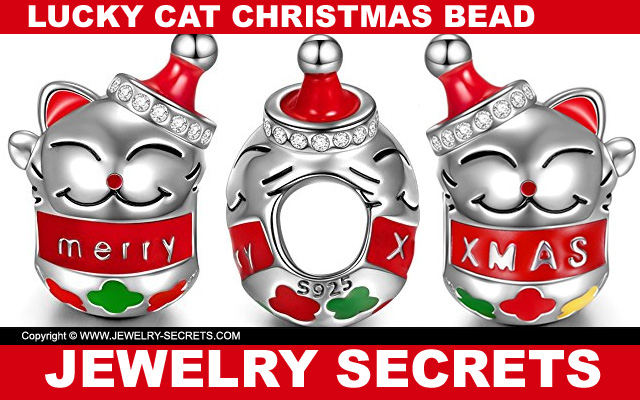 lucky cat christmas charm bead