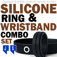 silicone wedding ring and wristband bracelet combo