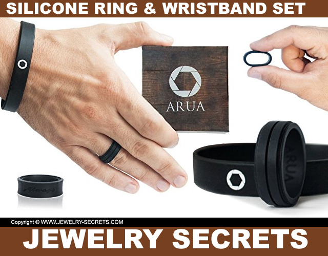 silicone wedding ring and wristband bracelet combo set