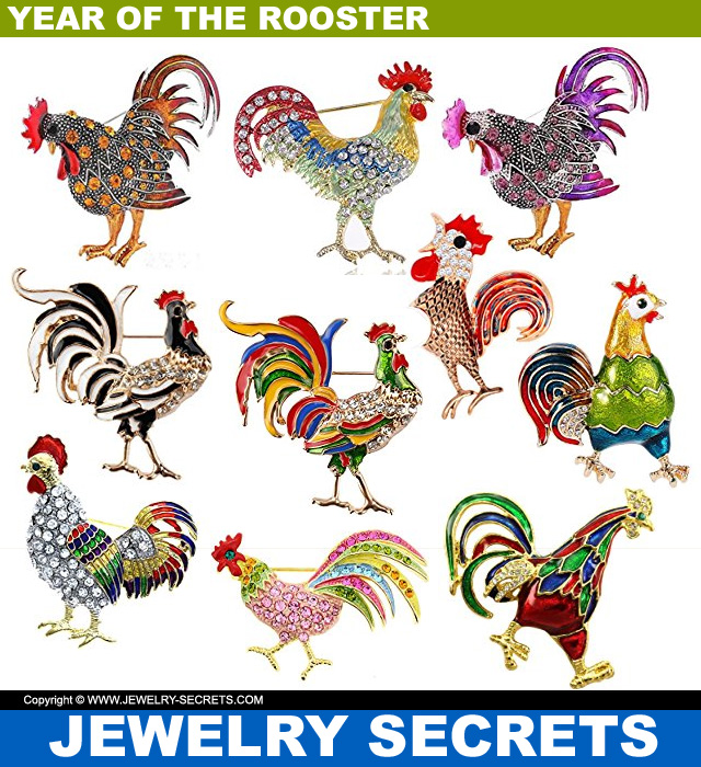Chinese Year Of The Rooster Brooch Pins