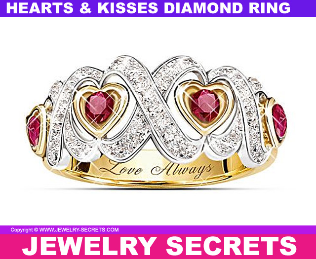 Hearts And Kisses Engraved Diamond Ring