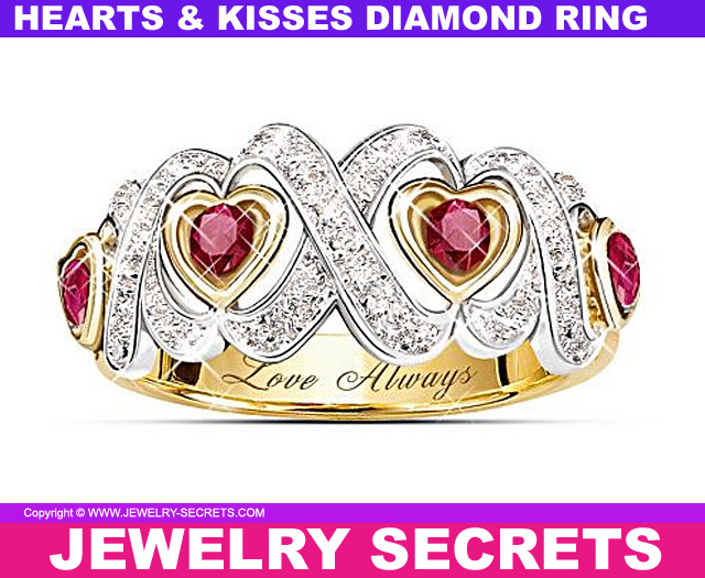 Hearts And Kisses Engraved Diamond Ring Hearts And Kisses Engraved Diamond Ring