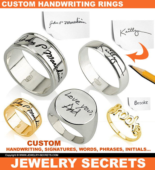 Custom Handwriting Word Phrase Rings