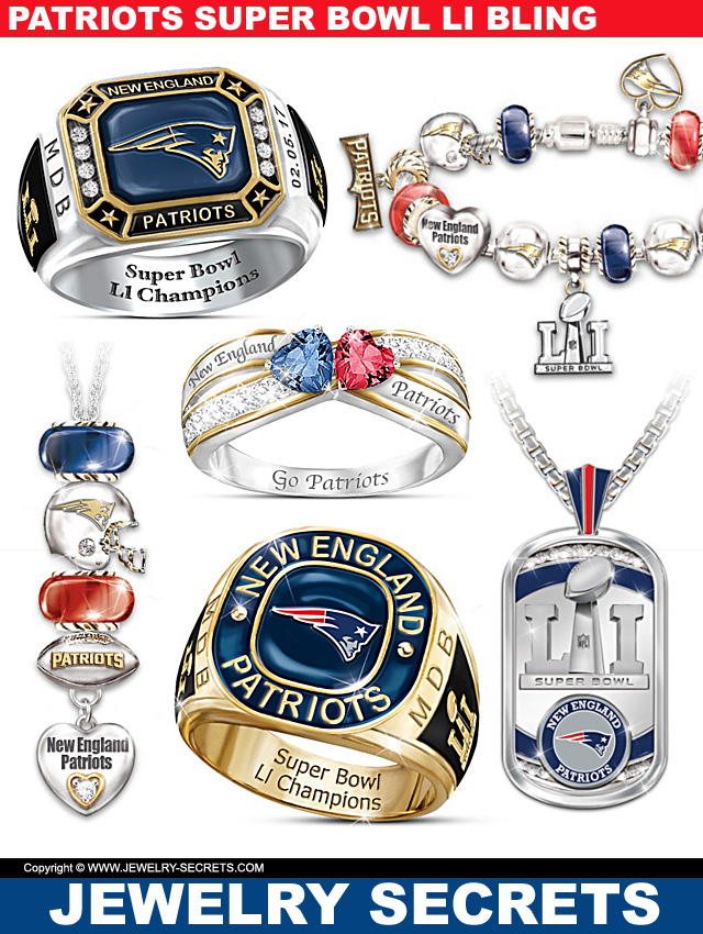 New England Patriots Super Bowl LI Jewelry Bling New England Patriots Super Bowl LI Jewelry Bling